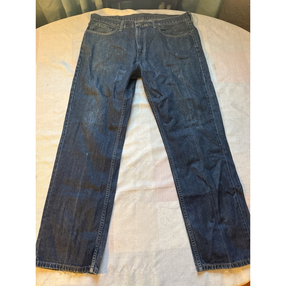 Levi's 559 Relaxed Straight Men's Jeans 36x32 Blue Denim Distressed Stained—1